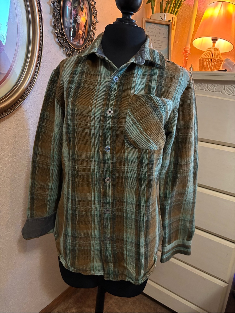 Prana Men's Plaid Button-Down Shirt in Green and Brown